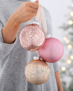 WeRChristmas Sweet Harmony Glass Baubles, 3 Pack, 10 Cm^ Glass Baubles