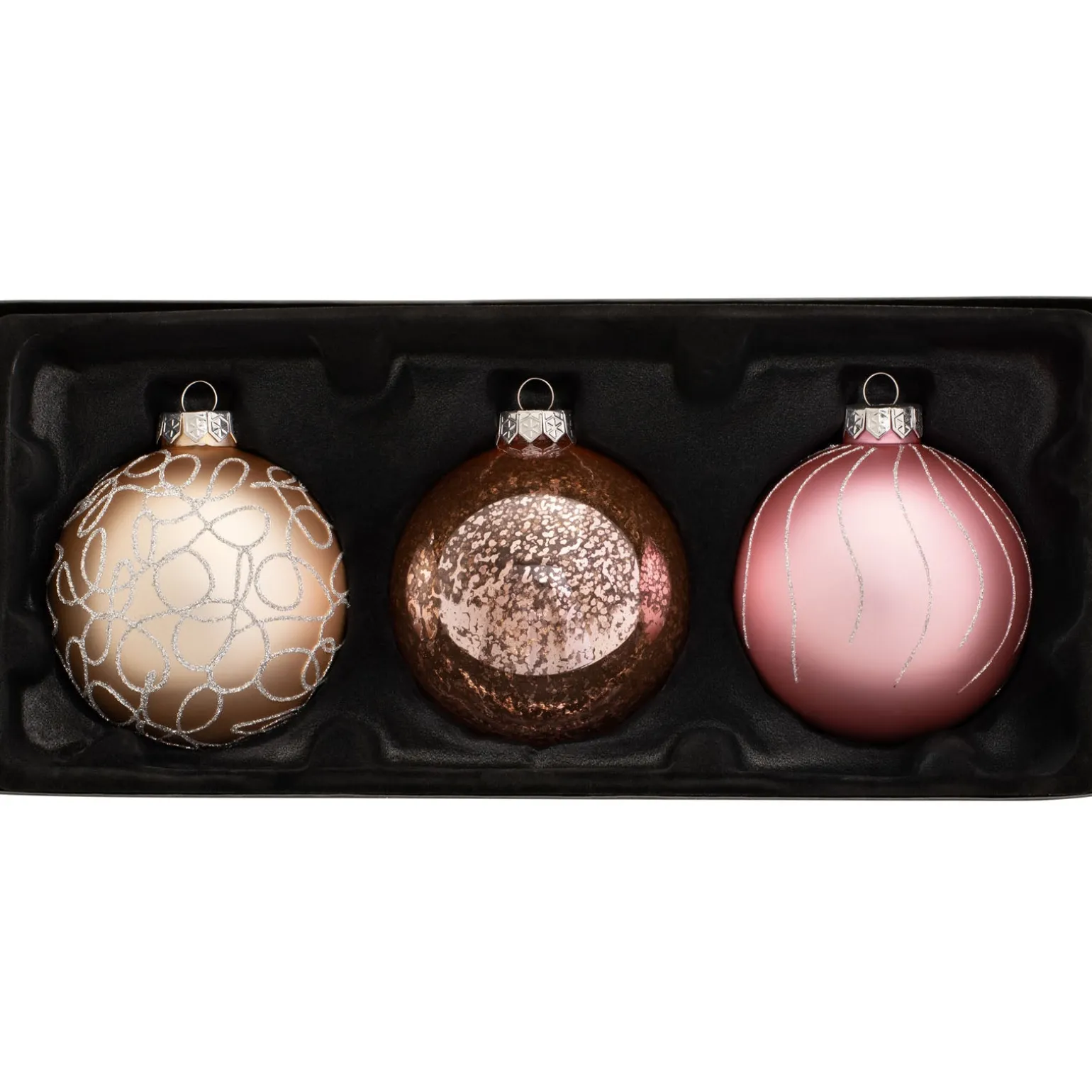 WeRChristmas Sweet Harmony Glass Baubles, 3 Pack, 10 Cm^ Glass Baubles