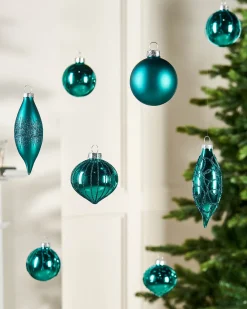 WeRChristmas Teal Glass Baubles, 20 Pack^ Glass Baubles