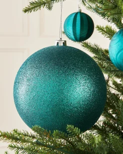 WeRChristmas Teal Large Glitter Shatterproof Bauble, 20 Cm^ Oversized Baubles|Shatterproof Baubles