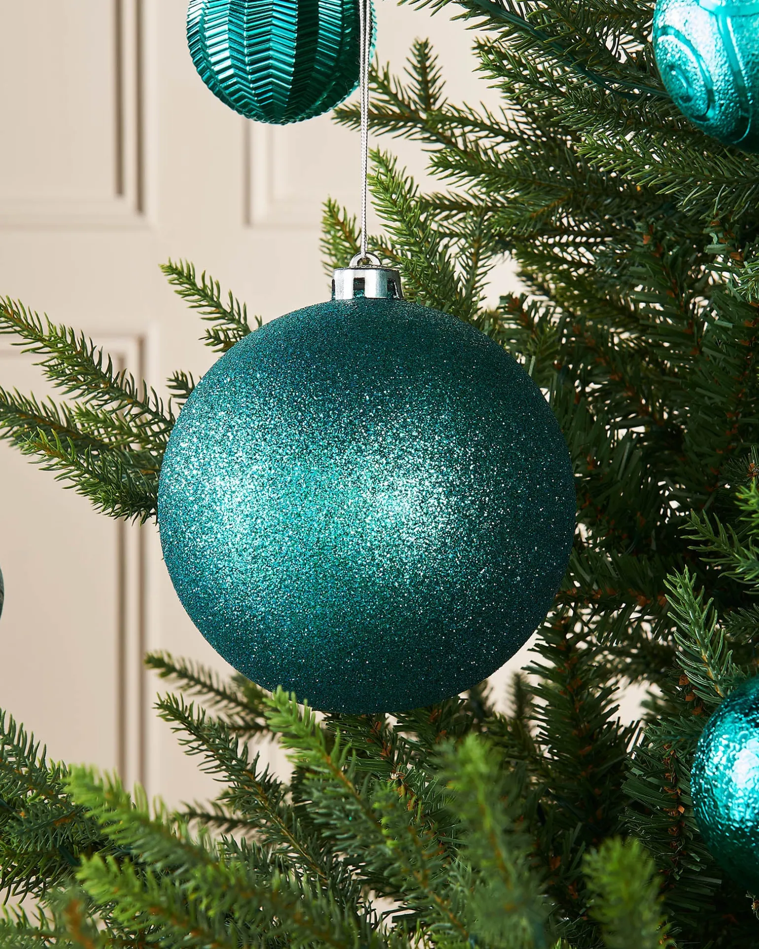 WeRChristmas Teal Large Glitter Shatterproof Bauble, 15 Cm^ Oversized Baubles|Shatterproof Baubles