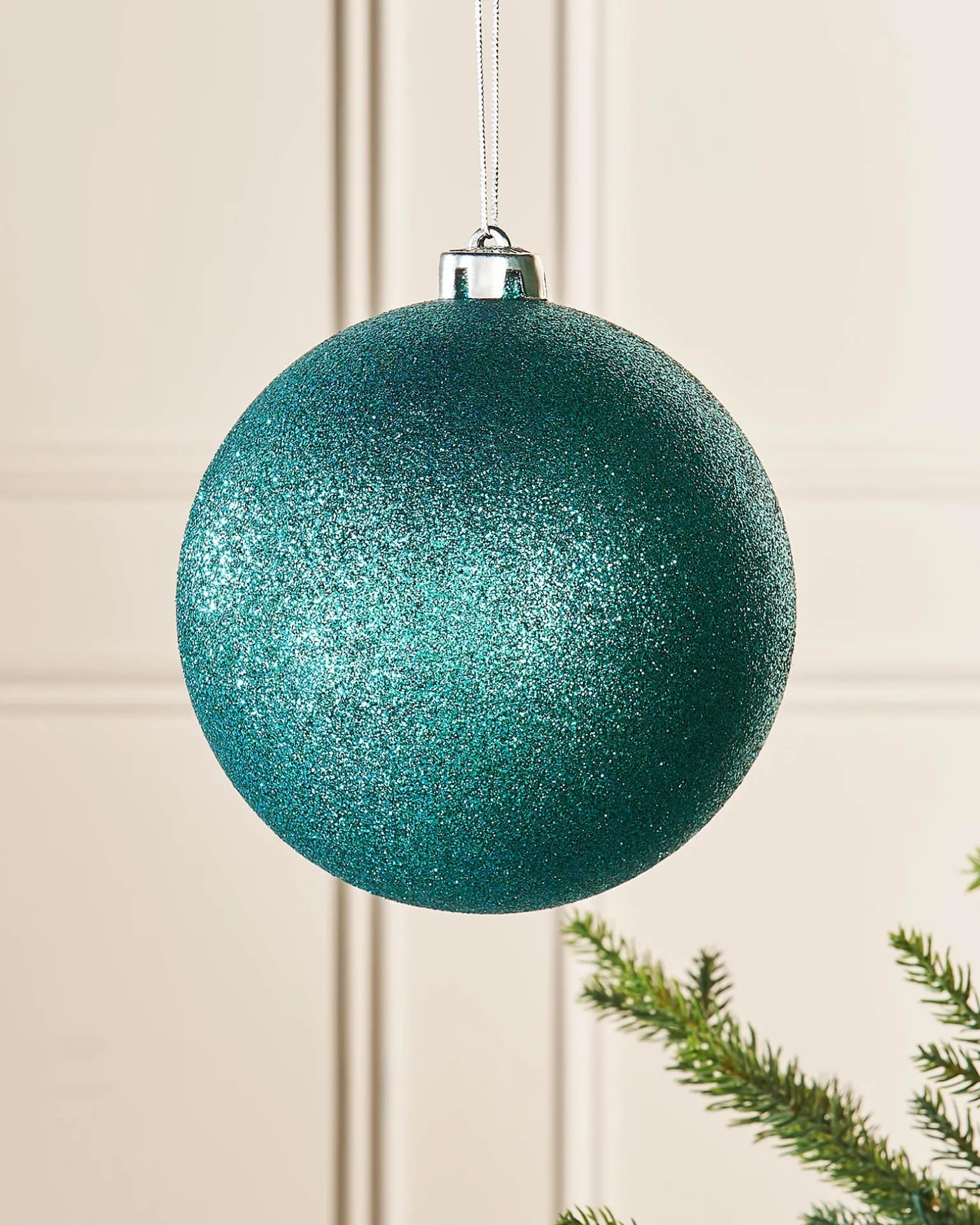 WeRChristmas Teal Large Glitter Shatterproof Bauble, 15 Cm^ Oversized Baubles|Shatterproof Baubles