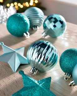 WeRChristmas Teal Shatterproof Baubles Set, 42 Pack^ Shatterproof Baubles