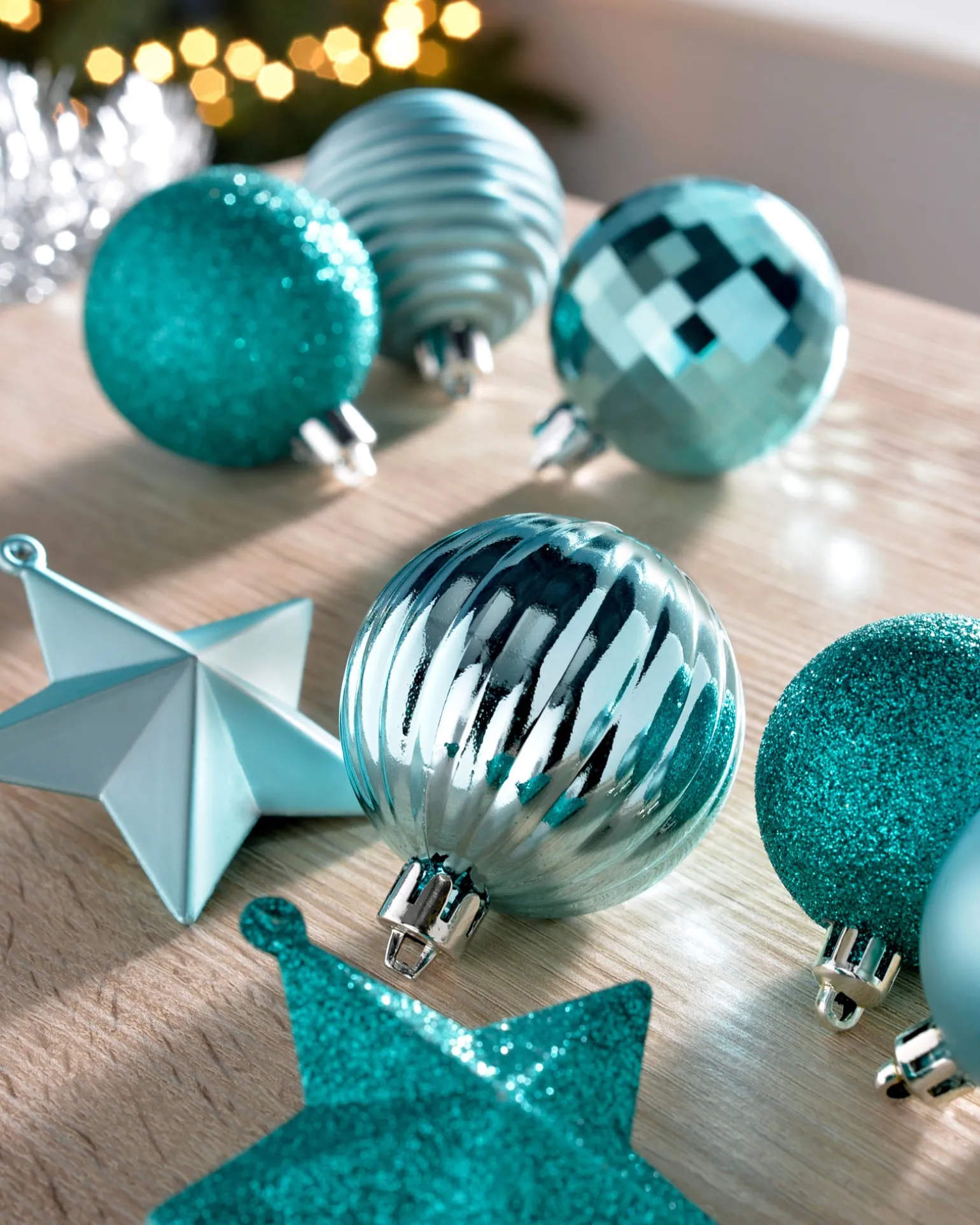 WeRChristmas Teal Shatterproof Baubles Set, 42 Pack^ Shatterproof Baubles