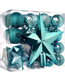 WeRChristmas Teal Shatterproof Baubles Set, 42 Pack^ Shatterproof Baubles