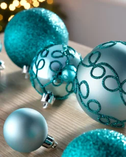 WeRChristmas Teal Shatterproof Baubles, 50 Pack^ Shatterproof Baubles