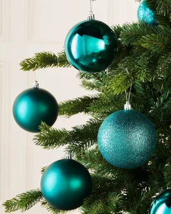 WeRChristmas Teal Shatterproof Baubles, 9 Pack, 10 Cm^ Oversized Baubles|Shatterproof Baubles
