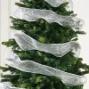 WeRChristmas Transparent Mesh With Thin Striped Silver Foil, 9 M^ Deco Mesh