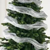 WeRChristmas Transparent Mesh With Thick Striped Silver Foil, 9 M^ Deco Mesh
