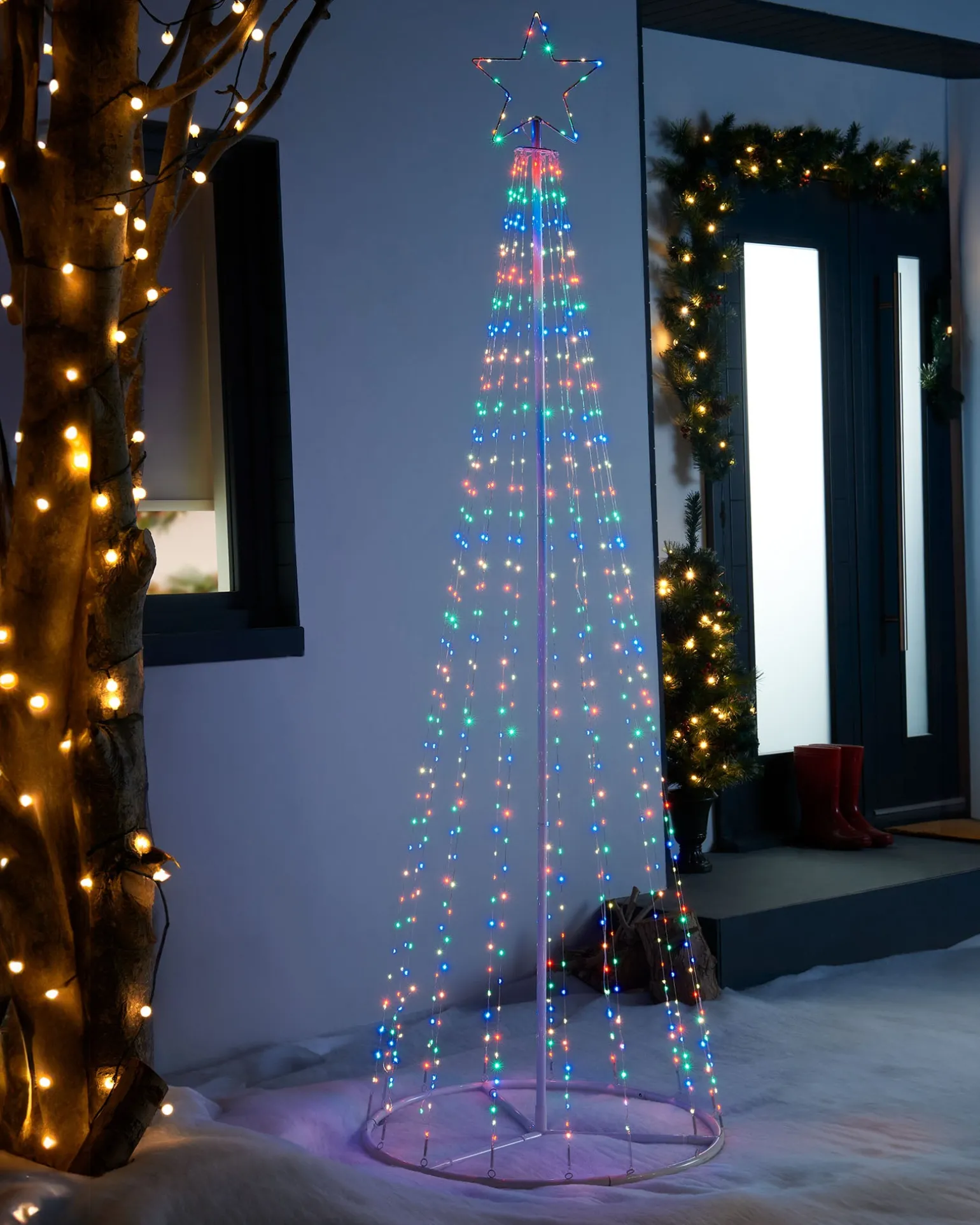 WeRChristmas Waterfall Christmas Tree, Rainbow, 2.1 M^ Tree Silhouettes