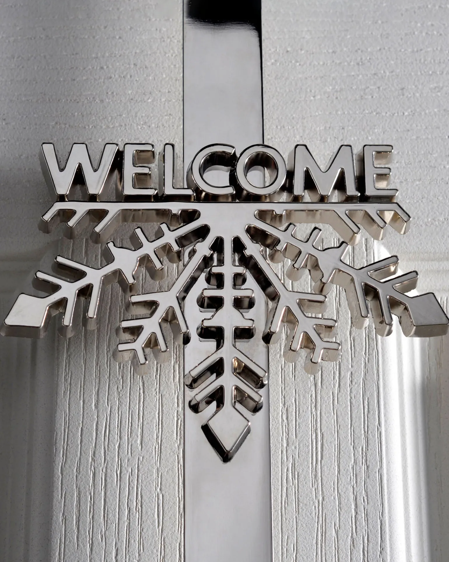 WeRChristmas Welcome Wreath Door Hanger, Silver, 38 Cm^ Wreath Hangers