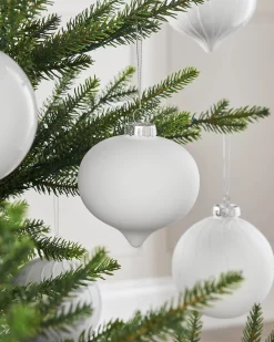 WeRChristmas White Glass Baubles, 6 Pack, 10 Cm^ Glass Baubles