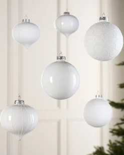 WeRChristmas White Glass Baubles, 6 Pack, 10 Cm^ Glass Baubles