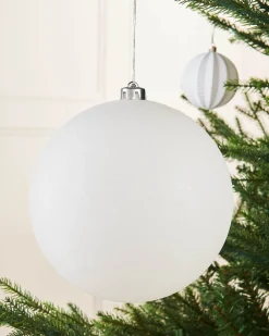 WeRChristmas White Large Glitter Shatterproof Bauble, 20 Cm^ Oversized Baubles|Shatterproof Baubles