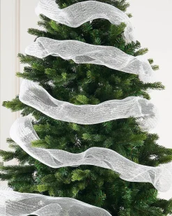 WeRChristmas White Mesh With Pale Gold Foil, 9 M^ Deco Mesh