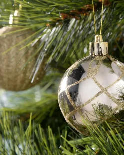 WeRChristmas White/Gold Shatterproof Baubles, 48 Pack, 6 Cm^ Shatterproof Baubles