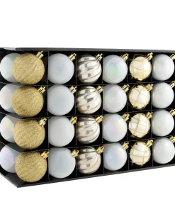 WeRChristmas White/Gold Shatterproof Baubles, 48 Pack, 6 Cm^ Shatterproof Baubles