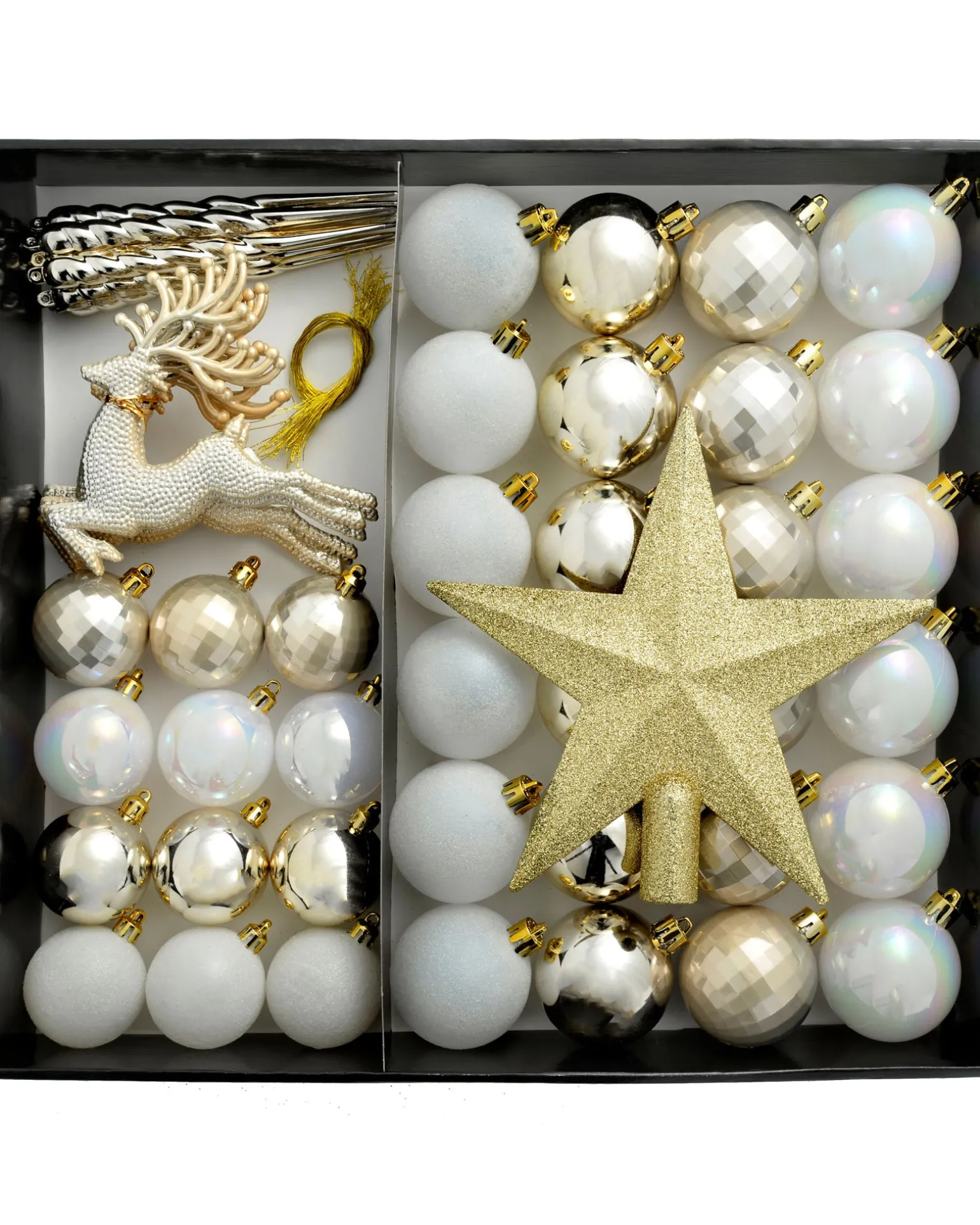 WeRChristmas White/Gold Shatterproof Baubles Set, 50 Pack^ Shatterproof Baubles