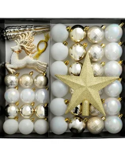 WeRChristmas White/Gold Shatterproof Baubles Set, 50 Pack^ Shatterproof Baubles