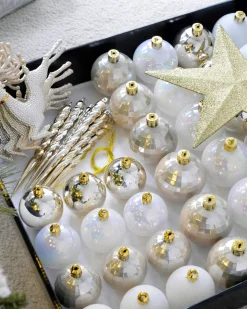 WeRChristmas White/Gold Shatterproof Baubles Set, 50 Pack^ Shatterproof Baubles