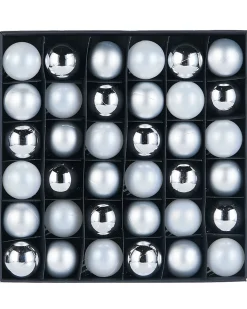 WeRChristmas White/Silver Shatterproof Baubles, 36 Pack, 3 Cm^ Shatterproof Baubles