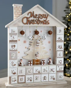 WeRChristmas Wooden House Advent Calendar Christmas Decoration, 37cm, Beige^ Novelty|Table Decorations